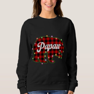 Papaw Bear Buffalo Plaid Red Christmas Light Match Sweatshirt
