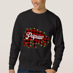 Papaw Bear Buffalo Plaid Red Christmas Light Match Sweatshirt