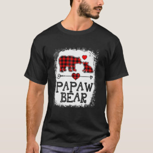 Papaw Bear Christmas Pajama Red Plaid Buffalo Fami T-Shirt
