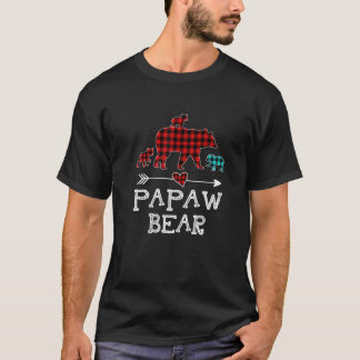 Papaw Bear Christmas Pajama Red Plaid Buffalo T-Shirt