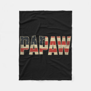 Papaw Bold Patriotic American Flag Father’s Day Pa Fleece Blanket