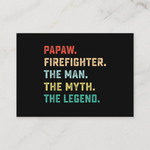 Papaw Firefighter Man Myth Legend Papa Gifts Business Card