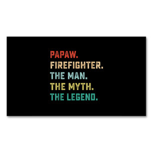 Papaw Firefighter Man Myth Legend Papa Gifts Magnetic Business Card