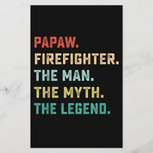 Papaw Firefighter Man Myth Legend Papa Gifts Stationery