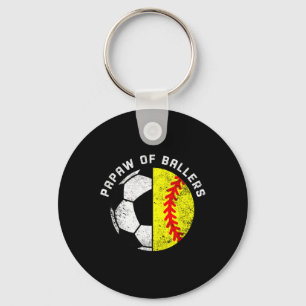 Papaw Of Ballers Funny Soccer Softball Papaw Key Ring