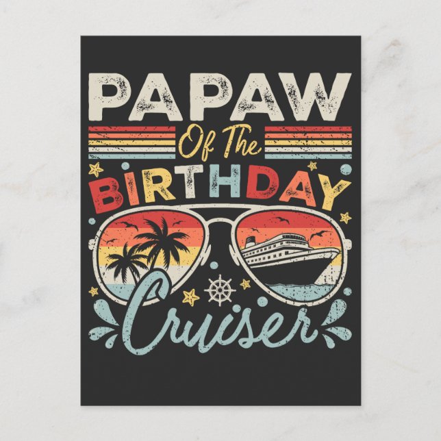 Papaw of the Birthday Cruiser Vacation Postcard (Front)