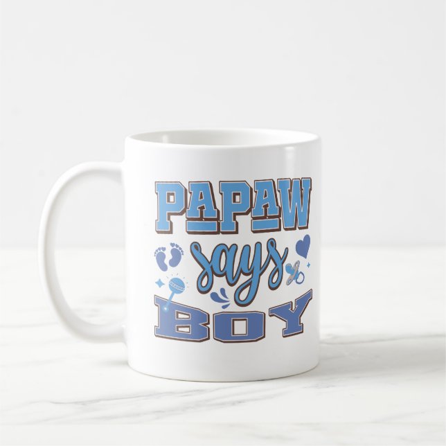 Papaw Says Boy Pregnancy Announcement Baby Party Coffee Mug (Left)