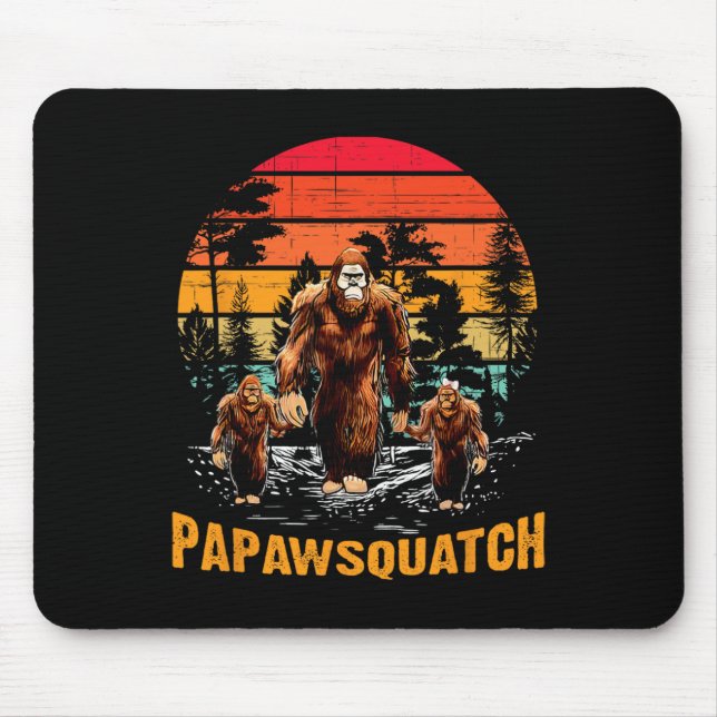 Papaw Squatch Funny Bigfoot Dad Sasquatch Yeti Ret Mouse Pad (Front)