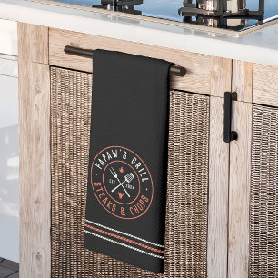 Papaw's Grill Personalised Year Established Tea Towel