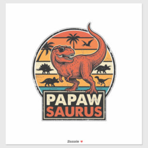 Papawsaurus Retro Dinosaur Sunset Vector Design_1
