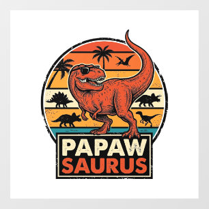 Papawsaurus Retro Dinosaur Sunset Vector Design_1