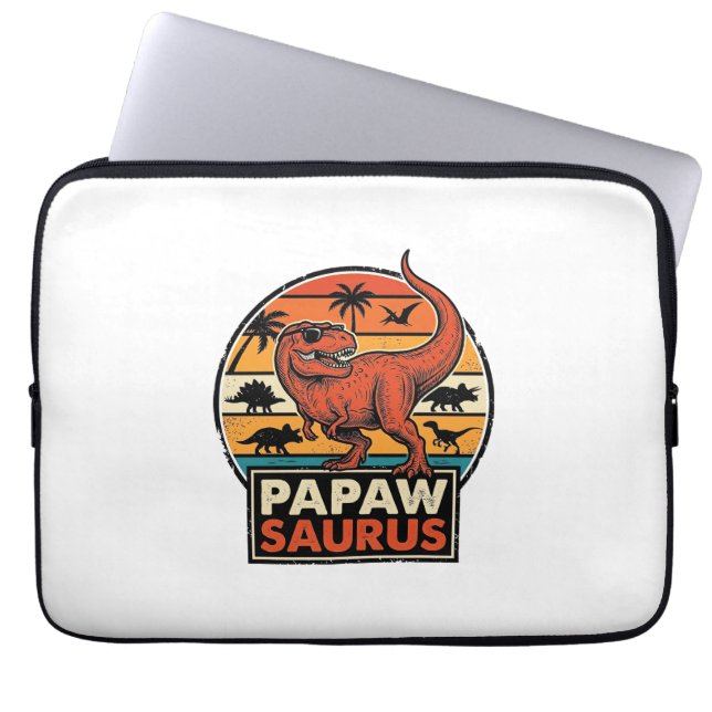Papawsaurus Retro Dinosaur Sunset Vector Design_1 Laptop Sleeve (Front)