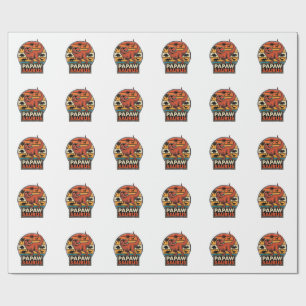 Papawsaurus Retro Dinosaur Sunset Vector Design_1 Wrapping Paper