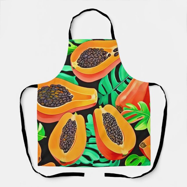 Papaya and Leaves Fresh Pattern Apron (Front)