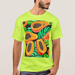 Papaya and Leaves Fresh Pattern T-Shirt
