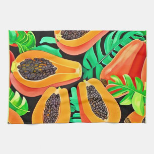 Papaya and Leaves Fresh Pattern Tea Towel