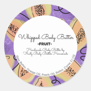 Papaya Body Butter Bath Branding Packaging Classic Round Sticker
