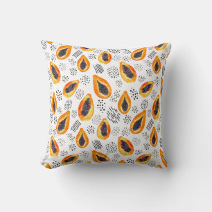 Papaya fruit: abstract watercolor pattern. cushion