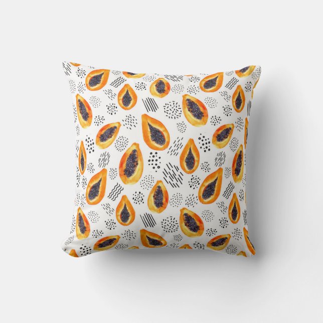 Papaya fruit: abstract watercolor pattern. cushion (Front)