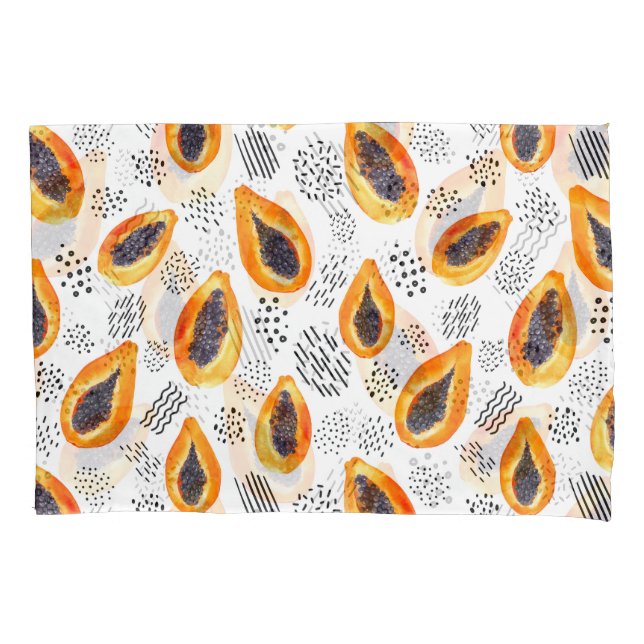 Papaya fruit: abstract watercolor pattern. pillowcase (Front)