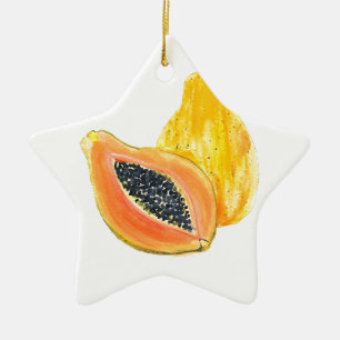 Papaya fruit kitchen dessert watercolour ceramic tree decoration