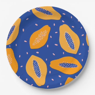Papaya fruit pattern paper plate