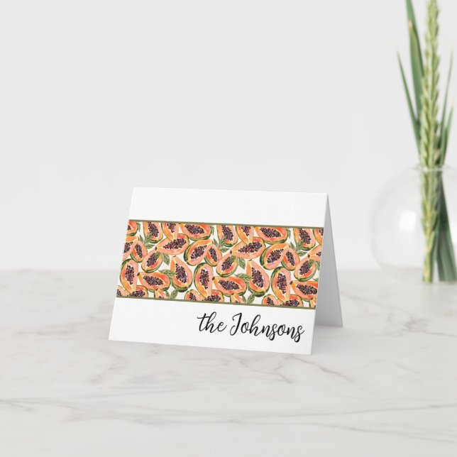 Papaya Fruit Watercolor Custom Thank You Card (Front)