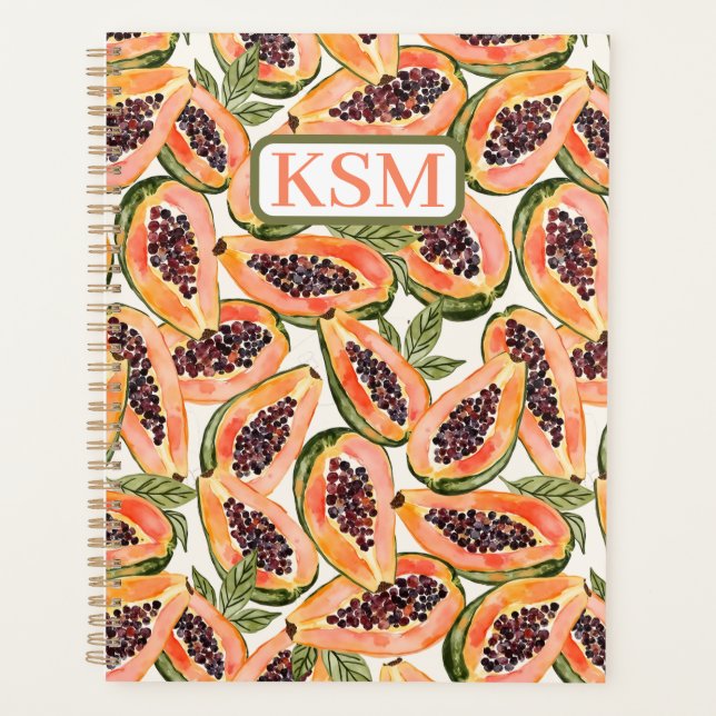Papaya Fruit Watercolor Planner (Front)