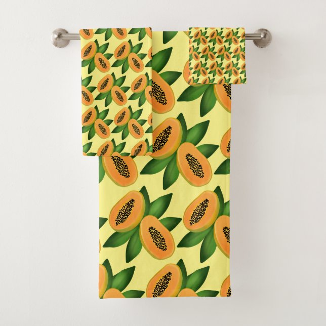 Papaya Fruit Wrapping Paper Bath Towel Set (Insitu)