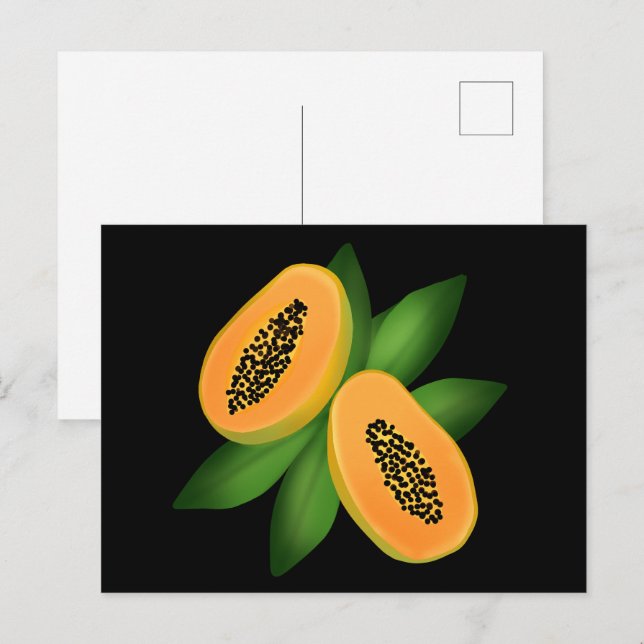 Papaya Fruit Wrapping Paper Postcard (Front/Back)