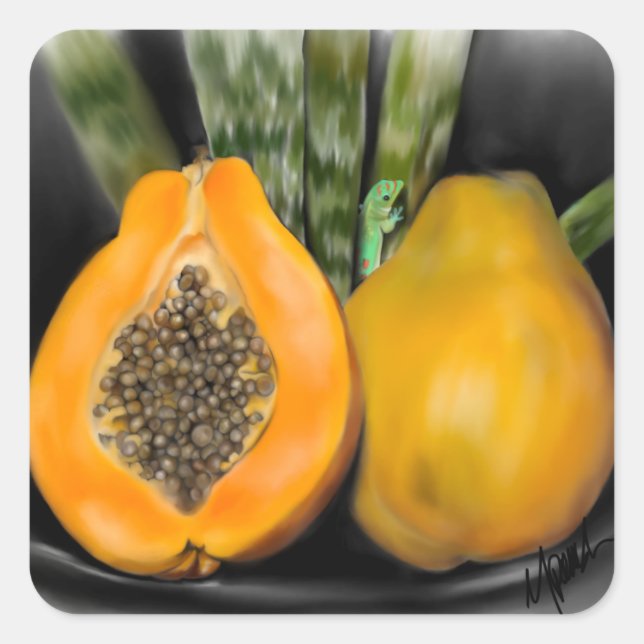 Papaya Gecko  Square Sticker (Front)