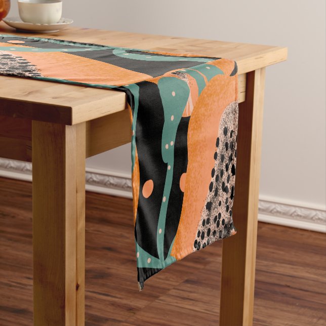 Papaya Hand  Tropical Fruit Abstract Pattern  Short Table Runner (In Situ)