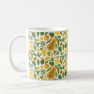 Papaya lemon peach mango fruits exotic tropic seam coffee mug
