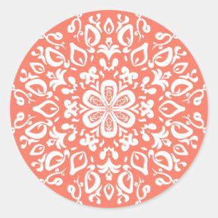 Papaya Mandala Classic Round Sticker