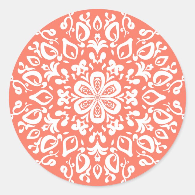 Papaya Mandala Classic Round Sticker (Front)