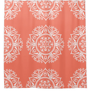 Papaya Mandala Shower Curtain