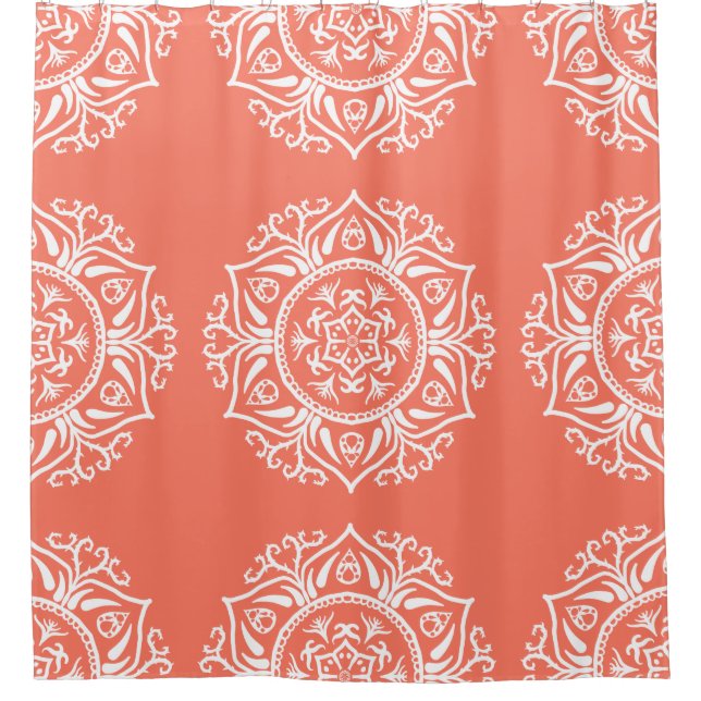 Papaya Mandala Shower Curtain (Front)