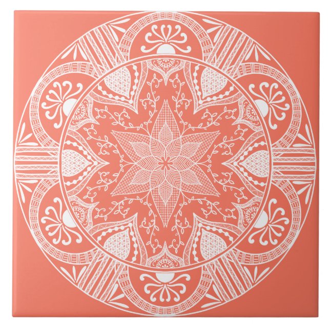 Papaya Mandala Tile (Front)