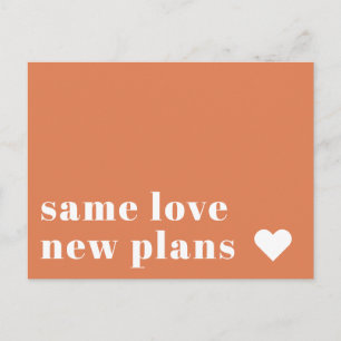 Papaya   Modern Wedding Postponement Announcement Postcard