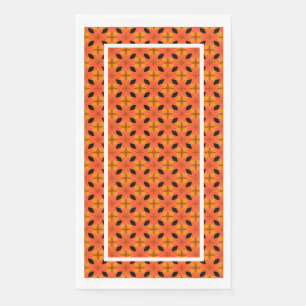 Papaya Orange and Black Tropical Pattern Napkin