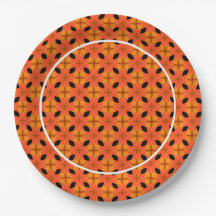 Papaya Orange and Black Tropical Pattern 
