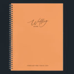 Papaya Orange Wedding Plans Notebook<br><div class="desc">Papaya orange wedding plans notebook. Modern calligraphy highlights the front,  background colour covers both sides with a tiny heart on the back. Keep notes and special memories together in one beautiful place.</div>