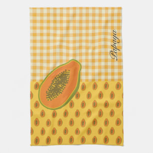 Papaya Plaid Kitchen Towel
