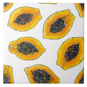 Papaya slices ceramic tile