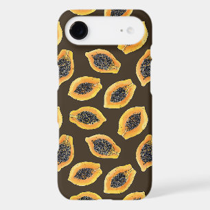 Papaya slices on dark brown