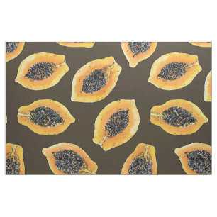 Papaya slices on dark brown fabric
