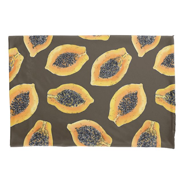 Papaya slices on dark brown pillowcase (Front)