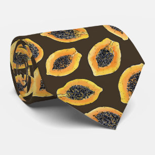 Papaya slices on dark brown tie