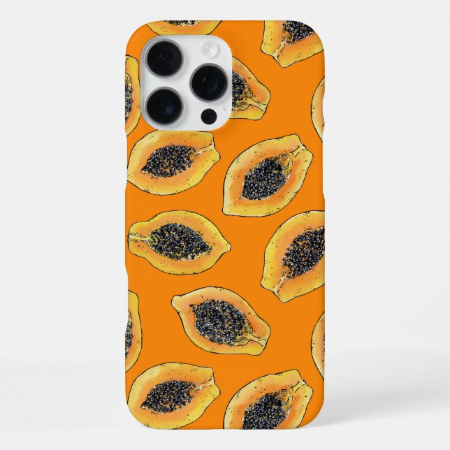 Papaya slices on orange iPhone case (Back)