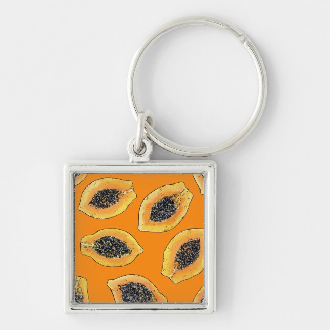 Papaya slices on orange key ring (Front)